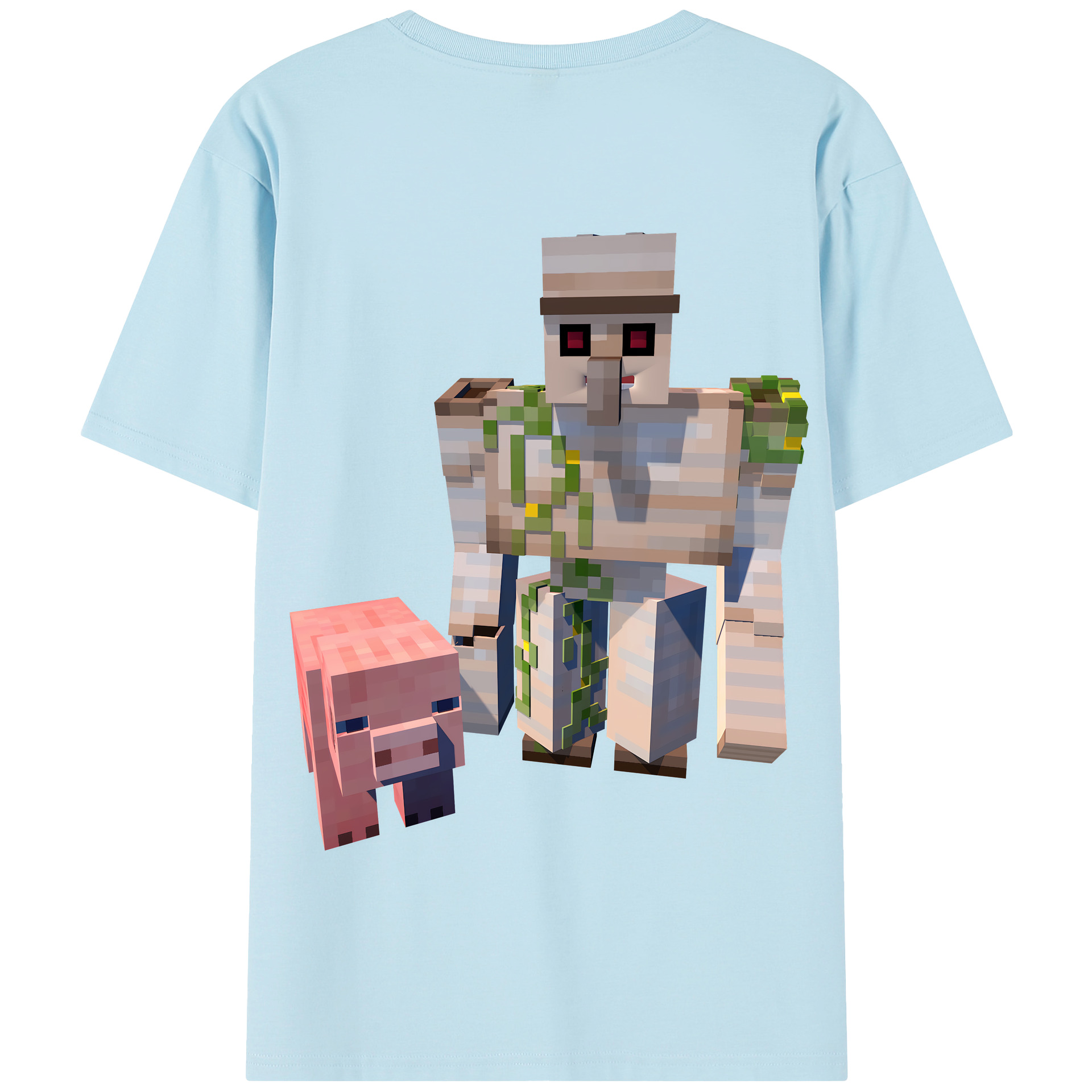 （画像用） マインクラフト ブロックの世界 Minecraft MC Block world 綿100％半袖Tシャツ（背面プリント）